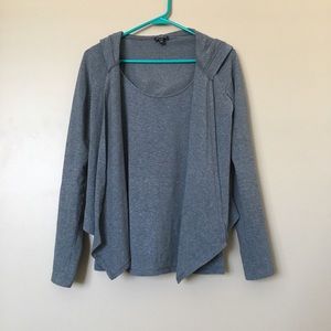 {Express} Gray Waterfall Cardigan & Camisole Set